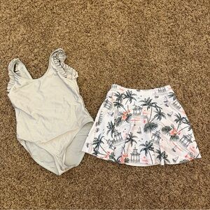 SHEIN Kids Swim Set in green and White